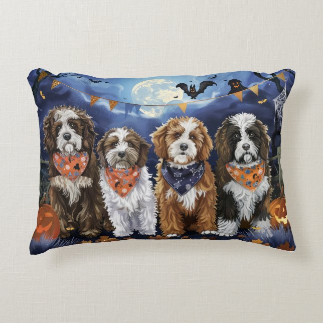 Bernedoodle Halloween Spooky Decorative Cushion (Front)