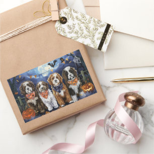 Bernedoodle Halloween Spooky Rectangular Sticker