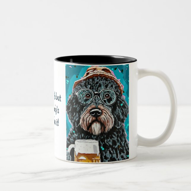 Bernedoodle holding a beer mug (Right)