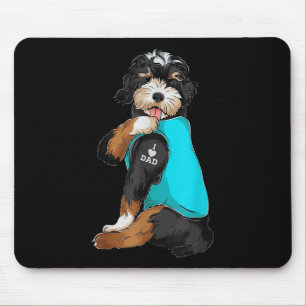 Bernedoodle I Love Dad Tattoo Apparel, Dog Dad Gif Mouse Pad