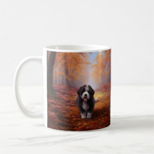 Bernedoodle in Autumn Leaves Fall Inspire Coffee Mug