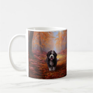 Bernedoodle in Autumn Leaves Fall Inspire Coffee Mug