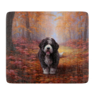 Bernedoodle in Autumn Leaves Fall Inspire Cutting Board