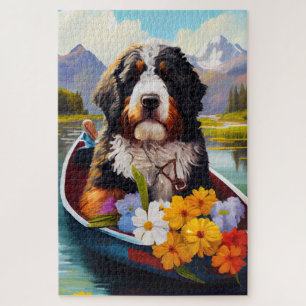 Bernedoodle on a Paddle: A Scenic Adventure Magnet Jigsaw Puzzle