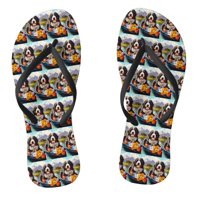 Bernedoodle on a Paddle: A Scenic Adventure Thongs (Footbed)