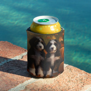 Bernedoodle Puppy Autumn Delight Pumpkin Can Cooler