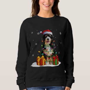 Bernedoodle Santa Christmas Tree Lights Xmas Pajam Sweatshirt