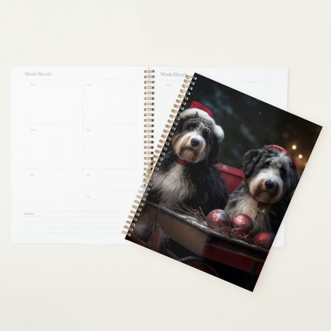 Bernedoodle Snowy Sleigh Christmas Decor   Planner (Display)