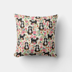 Bernedoodle Vintage Floral Dog Cushion