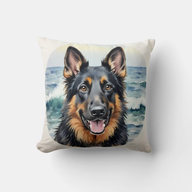 Bernedoodle Watercolor Confetti Pattern Art Cushion (Front)