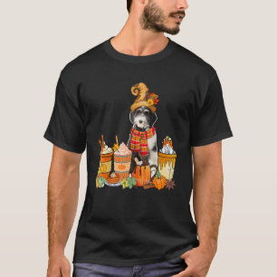 Bernedoodle Wearing Hat With Coffee Cups Fall Pump T-Shirt