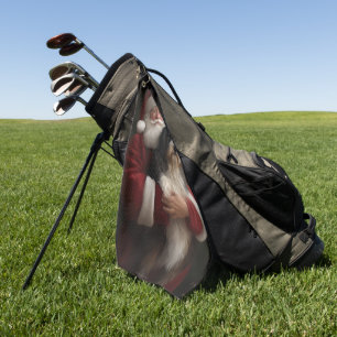 Bernedoodle with Santa Claus Festive Christmas  Golf Towel