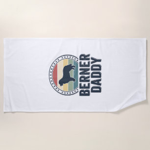 Berner Daddy Vintage Dog Dad Vector Shirt Design_1 Beach Towel