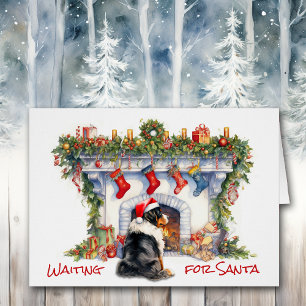 Berner Dog Wait for Santa Christmas Fireplace