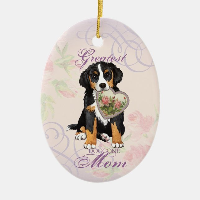Berner Heart Mum Ceramic Ornament (Front)