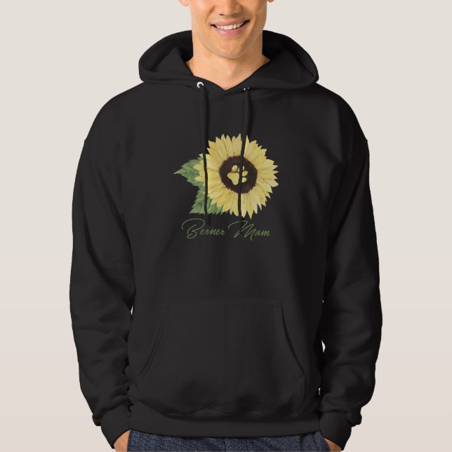 Berner Mom Bernese Mountain Mama Dog  Sunflower Hoodie (Front)