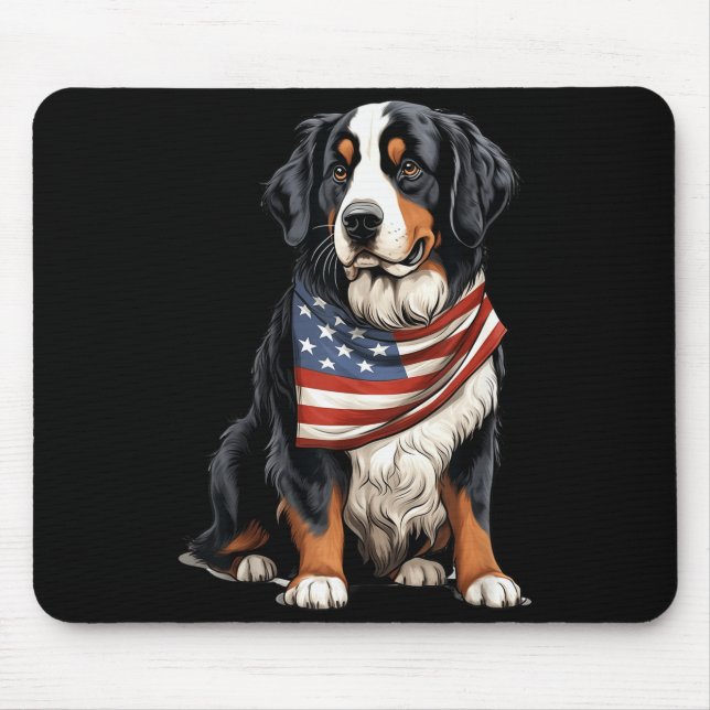 Berner Us Flag Bernese Mountain Dog Owner Mom Dad  Mouse Pad (Front)