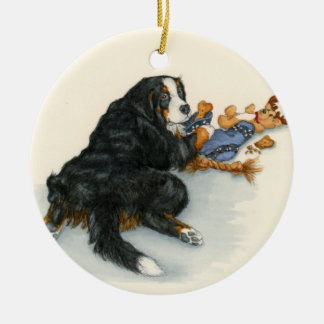 Berner with stocking ceramic ornament