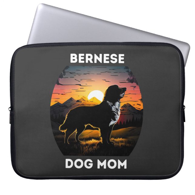 Bernese and the Rising Sun For Bernese Dog Mom Laptop Sleeve (Front)