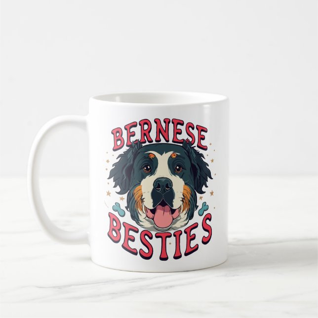 Bernese Besties - Friendship with Bernese Mountain Coffee Mug (Left)
