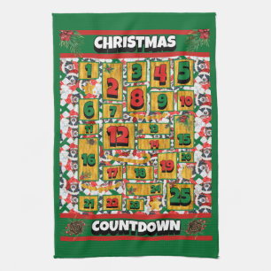 Bernese Countdown Christmas Advent Calendar Dog  Tea Towel