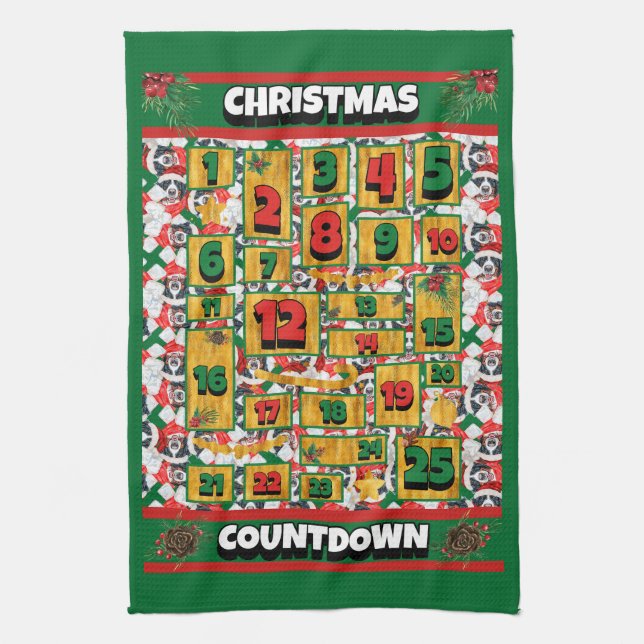 Bernese Countdown Christmas Advent Calendar Dog  Tea Towel (Vertical)