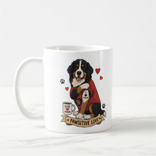 Bernese Dog with Tattoo Illustration I Heart Mom Coffee Mug