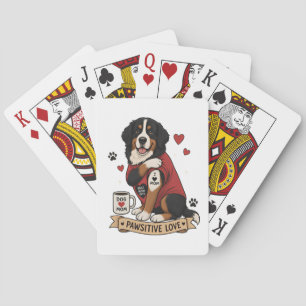 Bernese Dog with Tattoo Illustration I Heart Mom Playing Cards