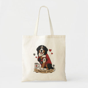 Bernese Dog with Tattoo Illustration I Heart Mom Tote Bag
