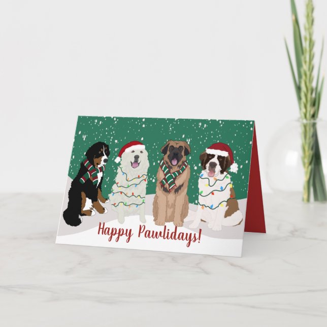 Bernese Leonberger Great Pyrenees Christmas  Card (Front)