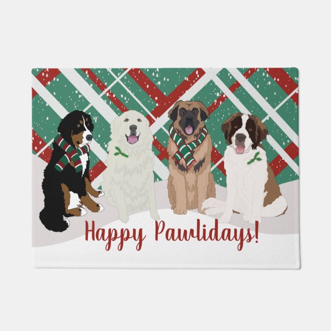 Bernese Leonberger Great Pyrenees Christmas Doormat (Front)
