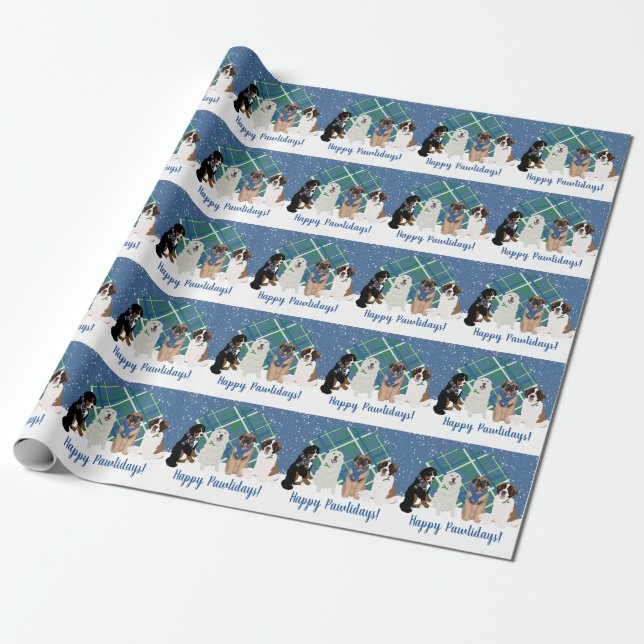 Bernese Leonberger Great Pyrenees Christmas  Wrapping Paper (Unrolled)