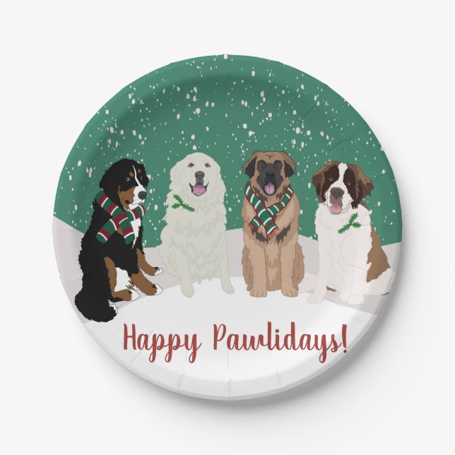 Bernese Leonberger Pyrenees St Bernard Christmas   Paper Plate (Front)