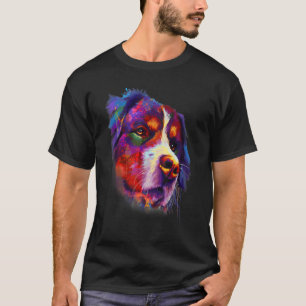 Bernese Looking Into Your Eyes Rainbow Art T-Shirt