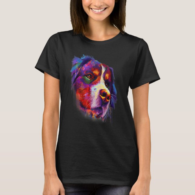 Bernese Looking Into Your Eyes Rainbow Art T-Shirt (Front)