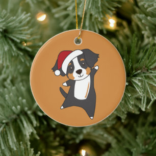 Bernese Merry Christmas Happy Christmas Dogs Adult Ceramic Ornament