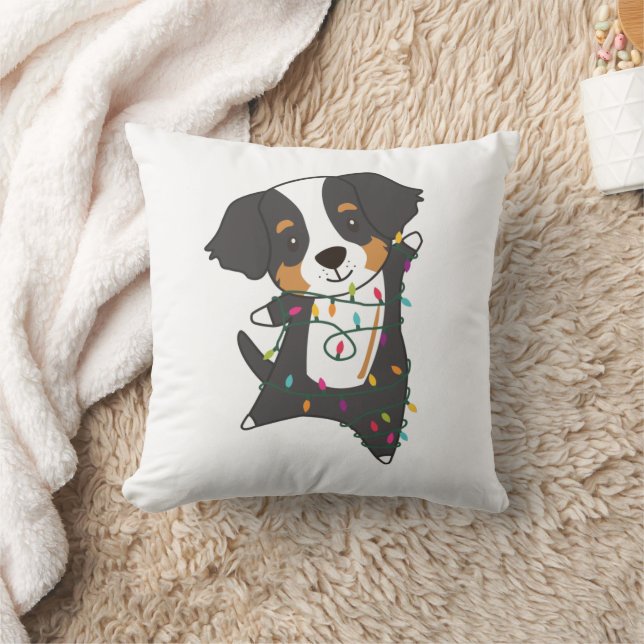 Bernese Merry Christmas Happy Christmas Dogs Cushion (Blanket)