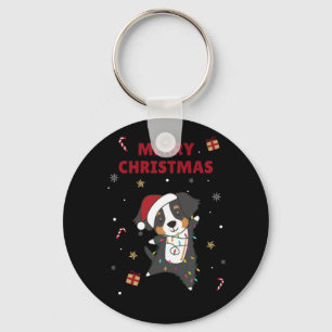 Bernese Merry Christmas Happy Christmas Dogs Key Ring