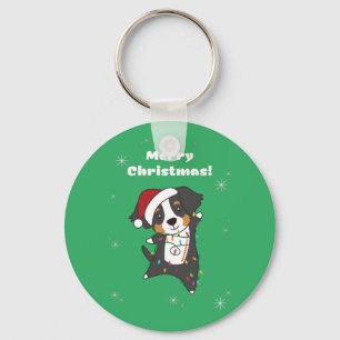 Bernese Merry Christmas Happy Christmas Dogs Keych Key Ring