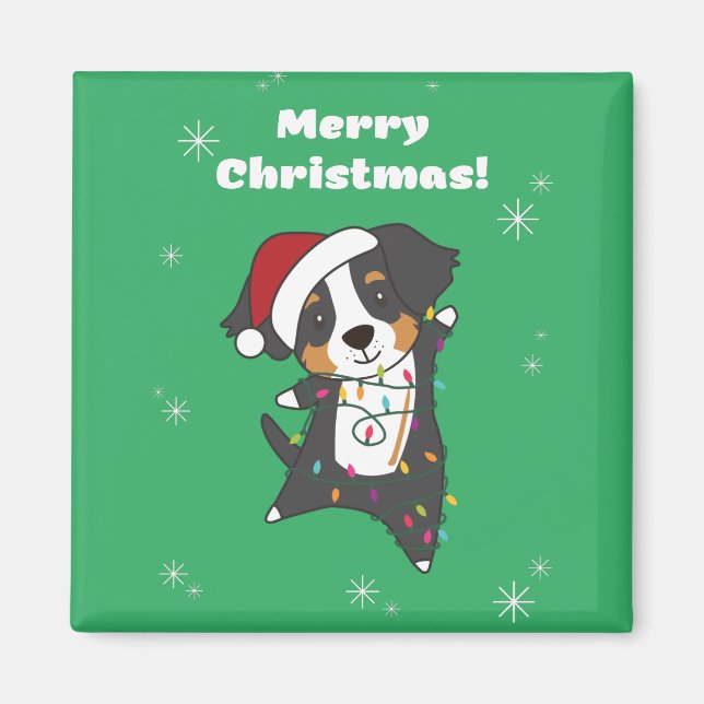 Bernese Merry Christmas Happy Christmas Dogs Magne Magnet (Front)