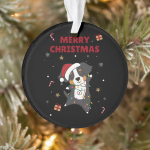 Bernese Merry Christmas Happy Christmas Dogs Ornament