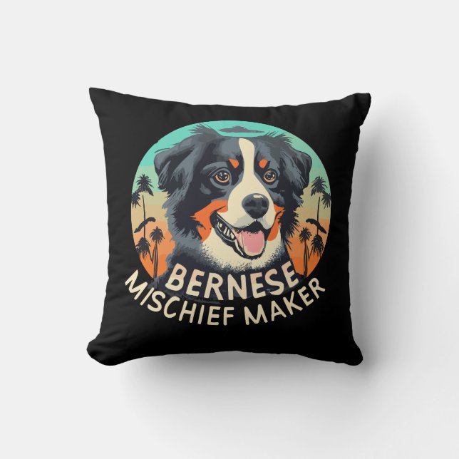 Bernese Mischief Maker - Funny Mountain Dog Cushion (Front)