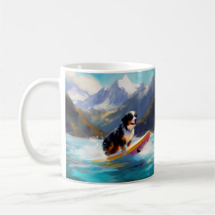 Bernese Mountain Beach Surfing Painting Coffee Mug