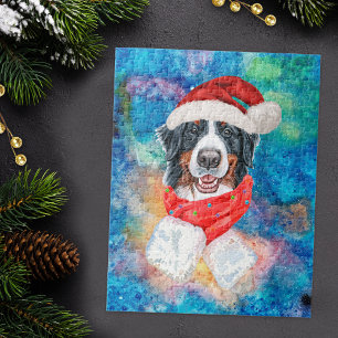 Bernese Mountain Breed Dog Christmas Jigsaw Puzzle