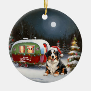 Bernese Mountain Caravan Christmas Adventure Ceramic Ornament