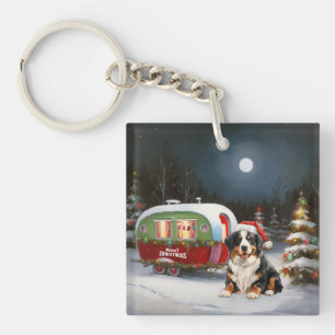 Bernese Mountain Caravan Christmas Adventure Key Ring