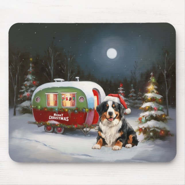 Bernese Mountain Caravan Christmas Adventure Mouse Pad (Front)