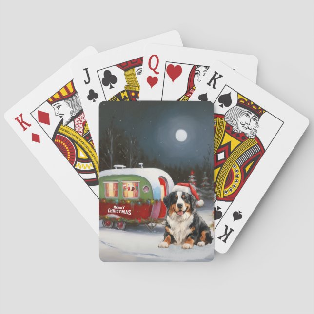 Bernese Mountain Caravan Christmas Adventure Playing Cards (Back)