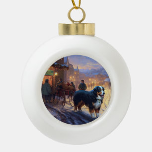 Bernese Mountain Christmas Festive Season Ceramic Ball Christmas Ornament