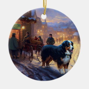 Bernese Mountain Christmas Festive Season Ceramic Ornament